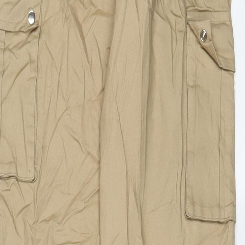 PRETTYLITTLETHING Womens Beige Cotton Cargo Trousers Size 4 L30 in Regular