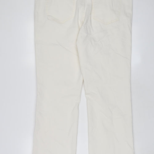 Marks and Spencer Womens White Cotton Bootcut Jeans Size 18 L31 in Regular Zip