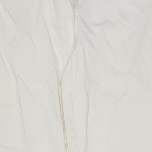 Marks and Spencer Womens White Cotton Bootcut Jeans Size 18 L31 in Regular Zip