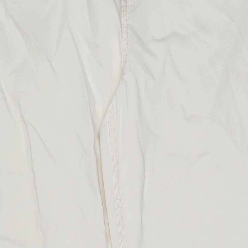 Marks and Spencer Womens White Cotton Bootcut Jeans Size 18 L31 in Regular Zip