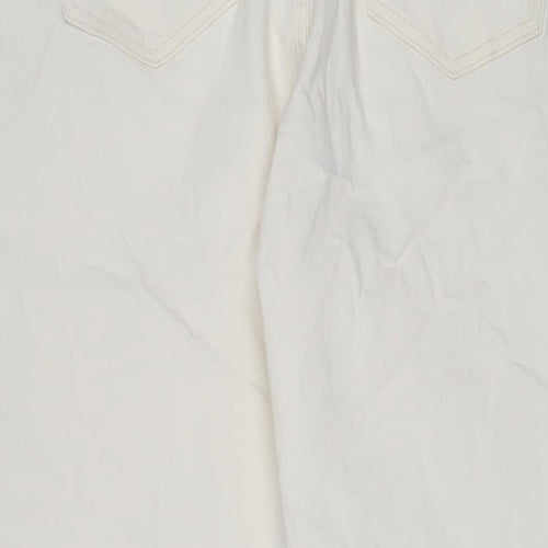Marks and Spencer Womens White Cotton Bootcut Jeans Size 18 L31 in Regular Zip