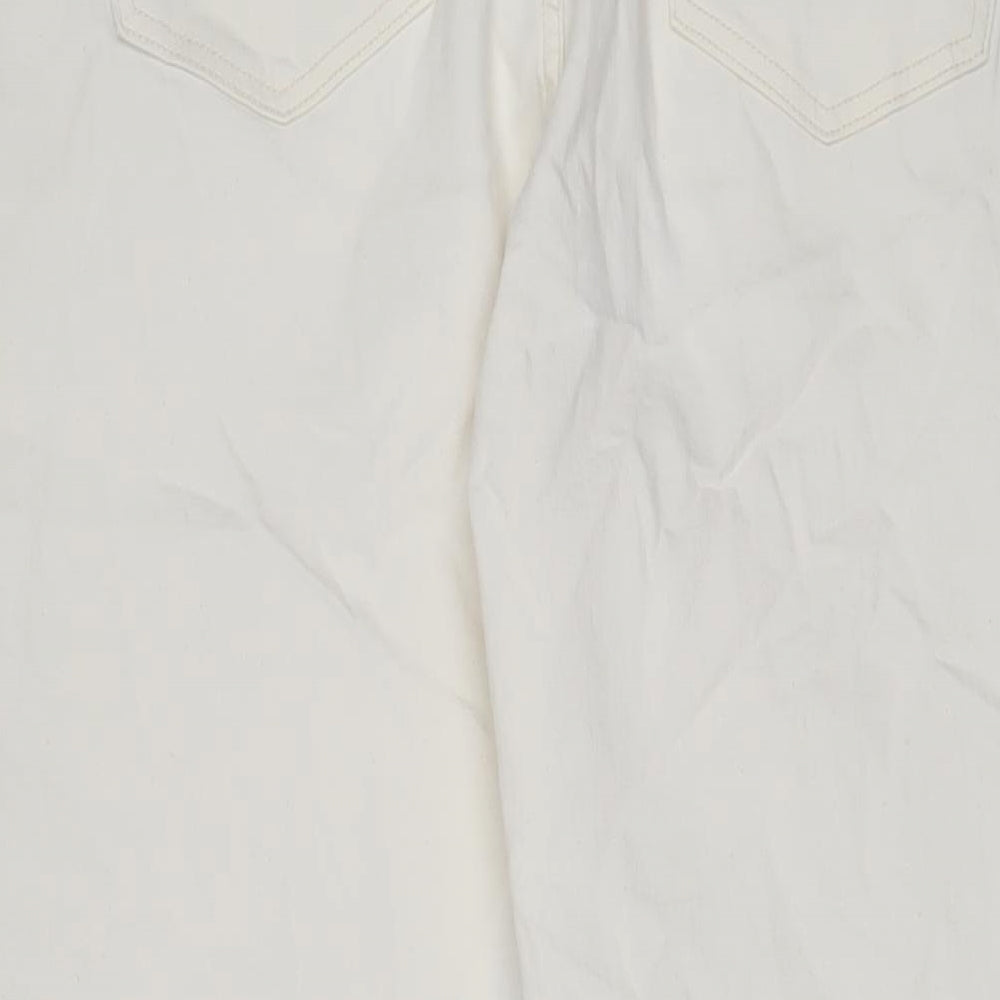 Marks and Spencer Womens White Cotton Bootcut Jeans Size 18 L31 in Regular Zip