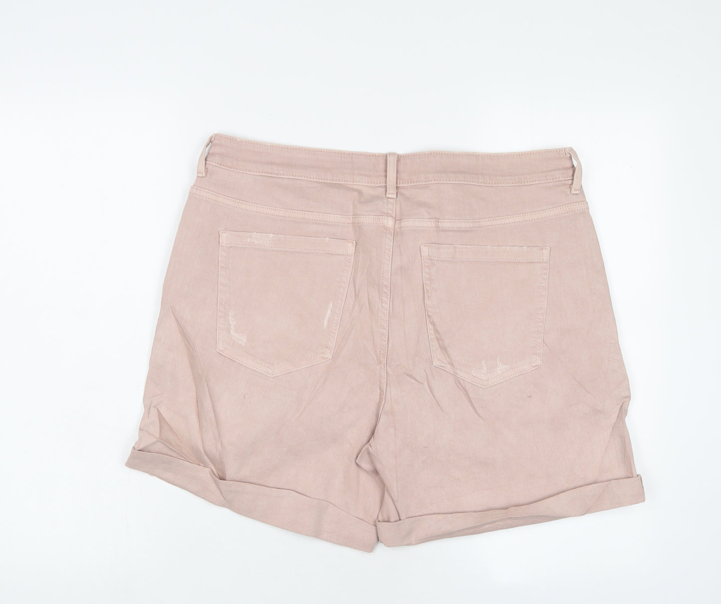 Marks and Spencer Womens Pink Cotton Boyfriend Shorts Size 16 L6 in Regular Zip