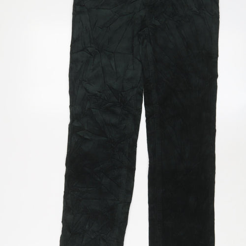 Marks and Spencer Womens Green Cotton Trousers Size 8 L31 in Regular Zip