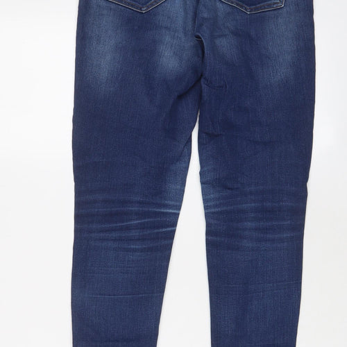 Marks and Spencer Womens Blue Cotton Skinny Jeans Size 8 L28 in Regular Zip