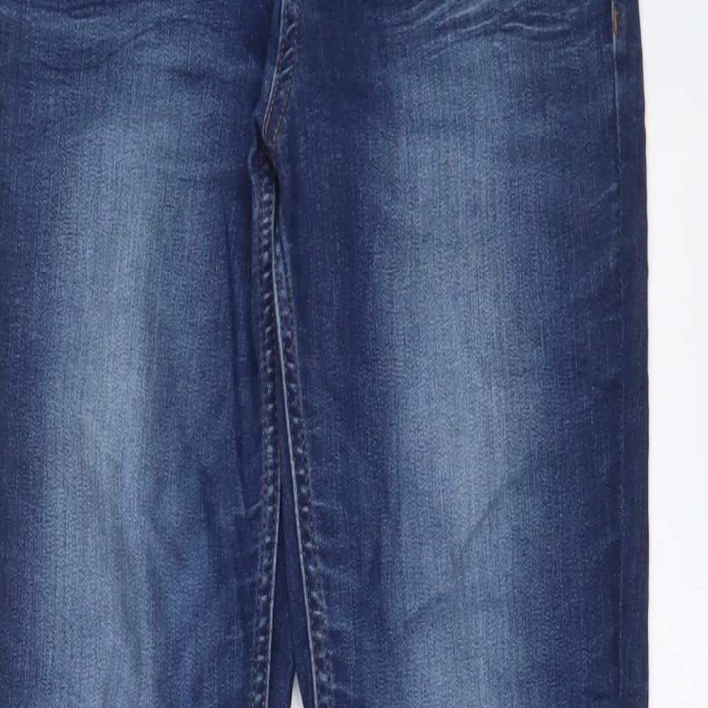 Marks and Spencer Womens Blue Cotton Skinny Jeans Size 8 L28 in Regular Zip