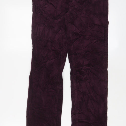 Marks and Spencer Womens Purple Cotton Trousers Size 8 L31 in Regular Zip