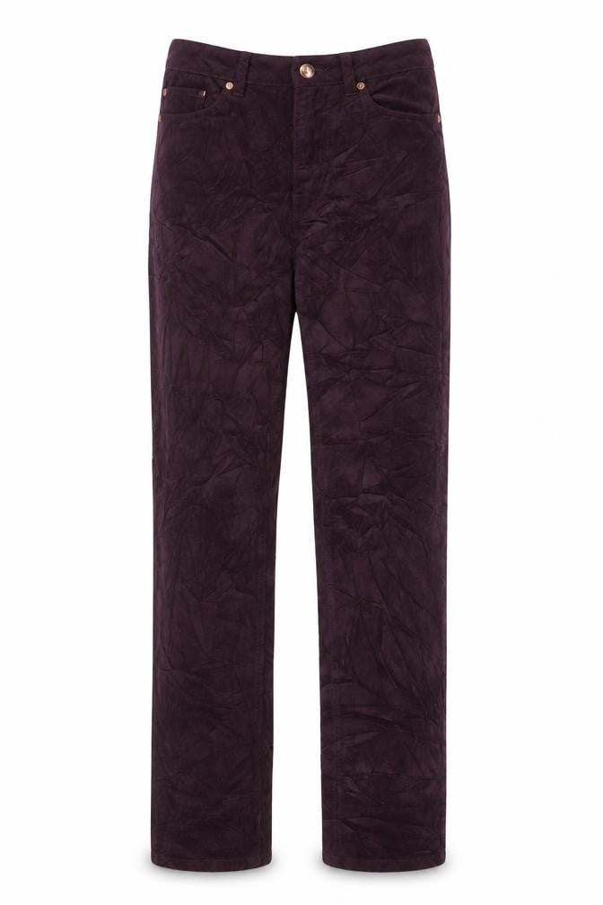 Marks and Spencer Womens Purple Cotton Trousers Size 8 L31 in Regular Zip