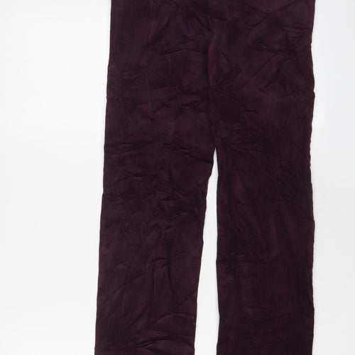 Marks and Spencer Womens Purple Cotton Trousers Size 8 L31 in Regular Zip