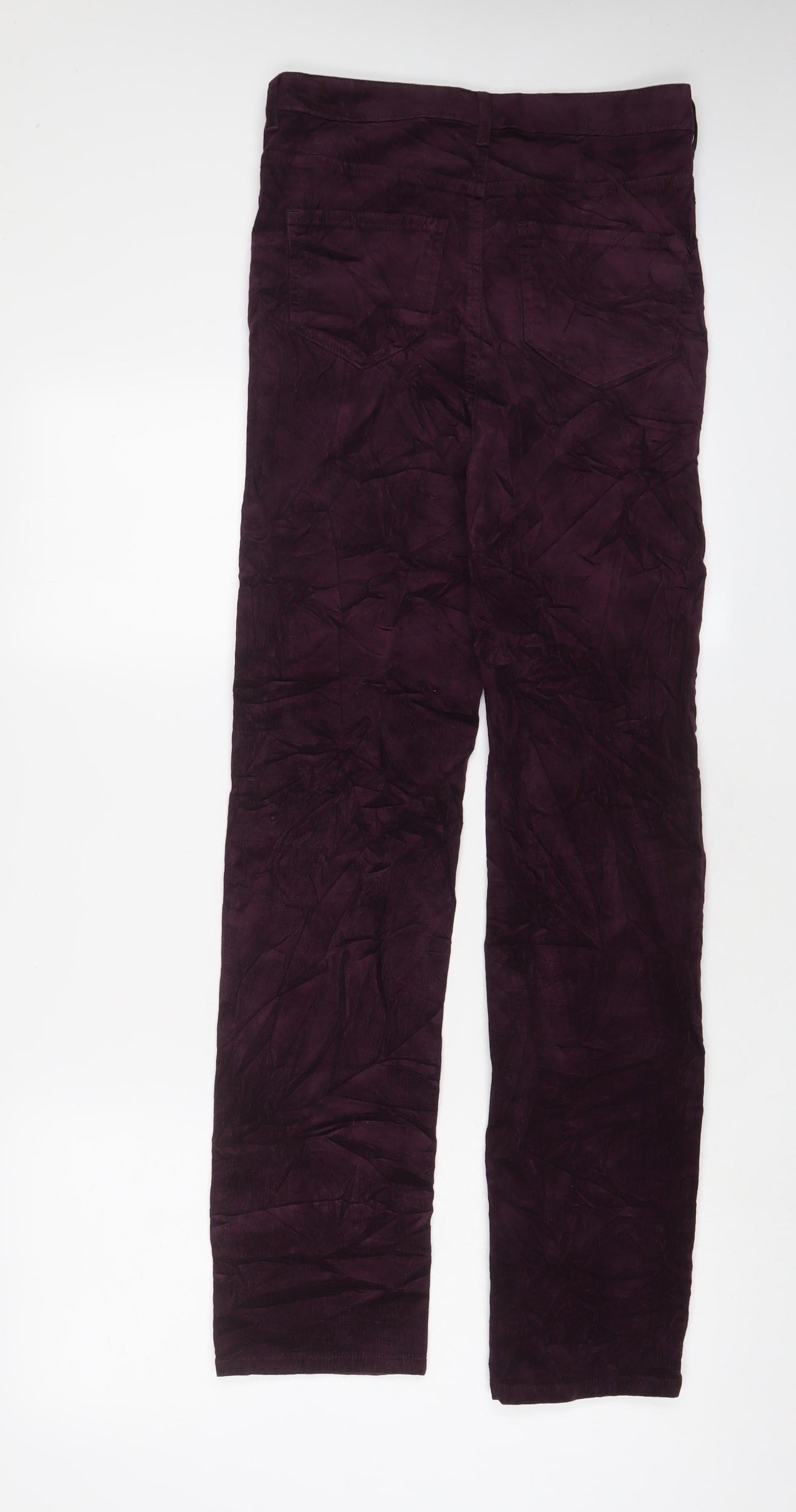 Marks and Spencer Womens Purple Cotton Trousers Size 8 L31 in Regular Zip