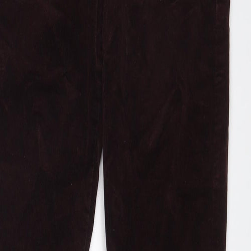 Marks and Spencer Womens Brown Cotton Trousers Size 12 L30 in Regular Zip