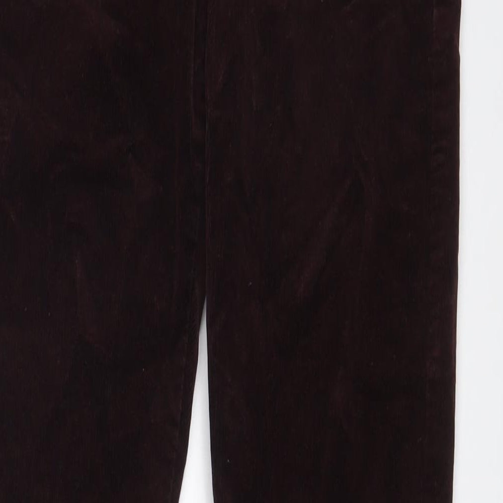 Marks and Spencer Womens Brown Cotton Trousers Size 12 L30 in Regular Zip