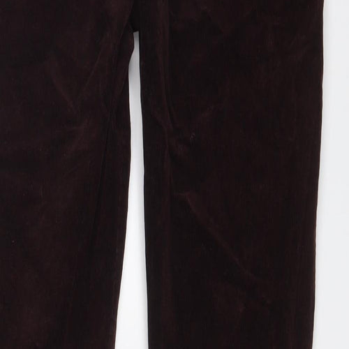Marks and Spencer Womens Brown Cotton Trousers Size 12 L30 in Regular Zip