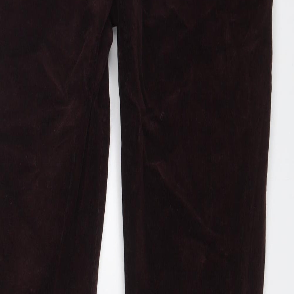 Marks and Spencer Womens Brown Cotton Trousers Size 12 L30 in Regular Zip