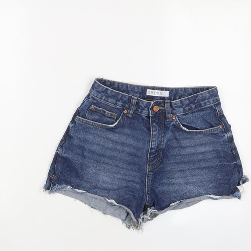 Denim & Co. Womens Blue Cotton Hot Pants Shorts Size 10 Regular Zip