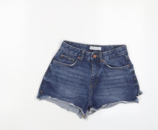 Denim & Co. Womens Blue Cotton Hot Pants Shorts Size 10 Regular Zip