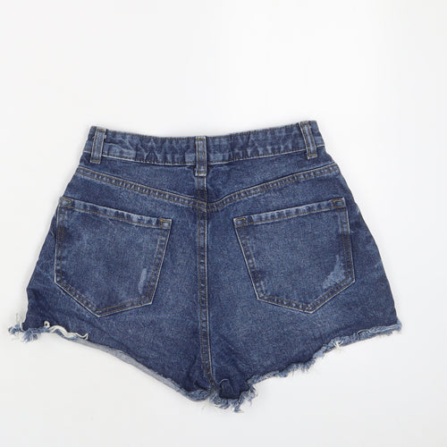 Denim & Co. Womens Blue Cotton Hot Pants Shorts Size 10 Regular Zip