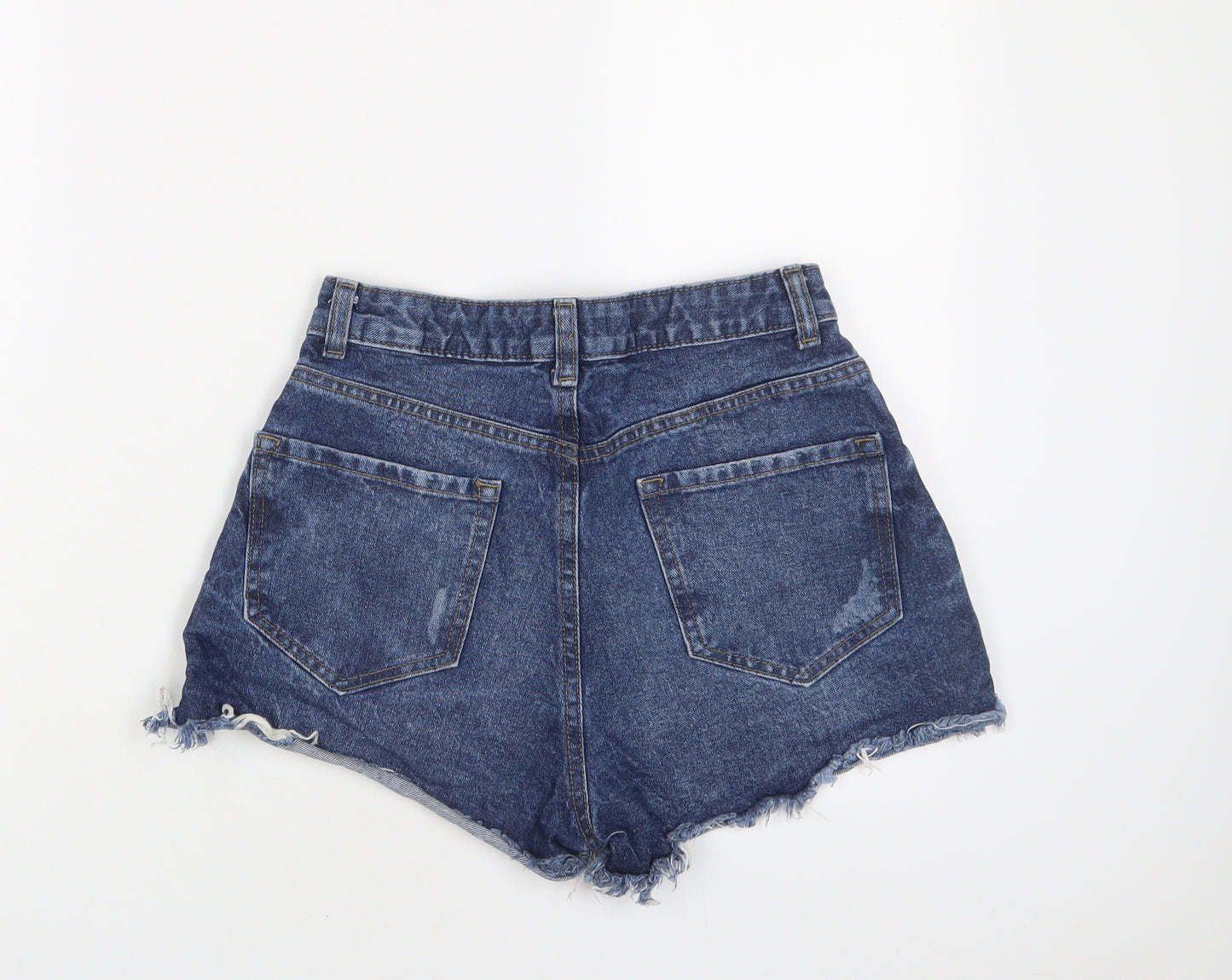 Denim & Co. Womens Blue Cotton Hot Pants Shorts Size 10 Regular Zip