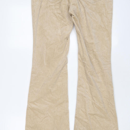 H&M Womens Beige Cotton Trousers Size 10 L32 in Regular Zip