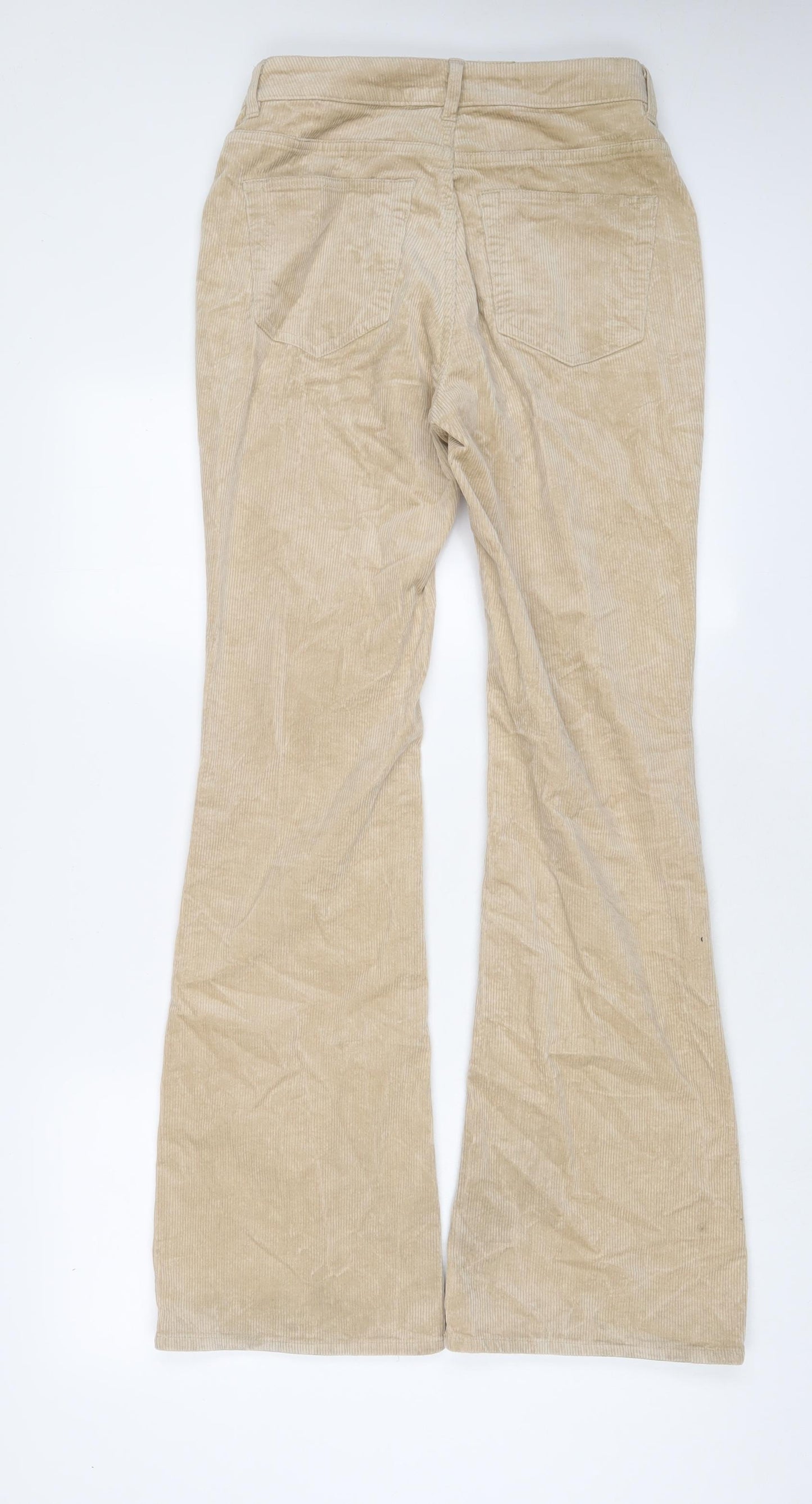 H&M Womens Beige Cotton Trousers Size 10 L32 in Regular Zip