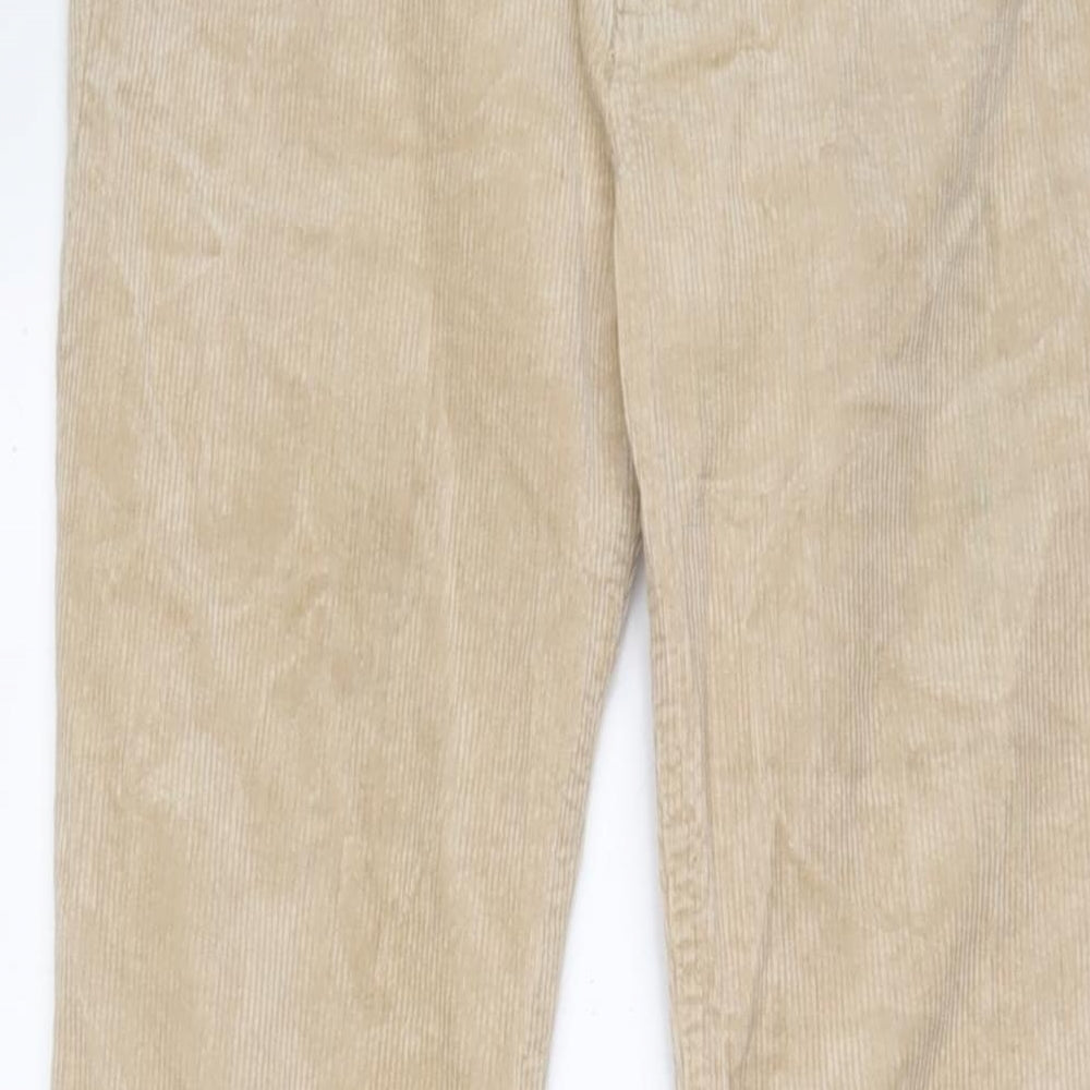 H&M Womens Beige Cotton Trousers Size 10 L32 in Regular Zip
