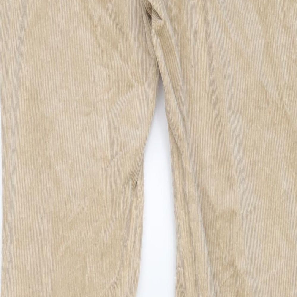 H&M Womens Beige Cotton Trousers Size 10 L32 in Regular Zip