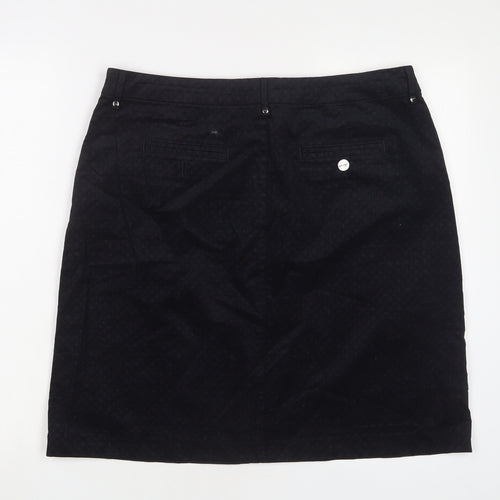 Per Una Womens Black Argyle/Diamond Cotton A-Line Skirt Size 16 Zip