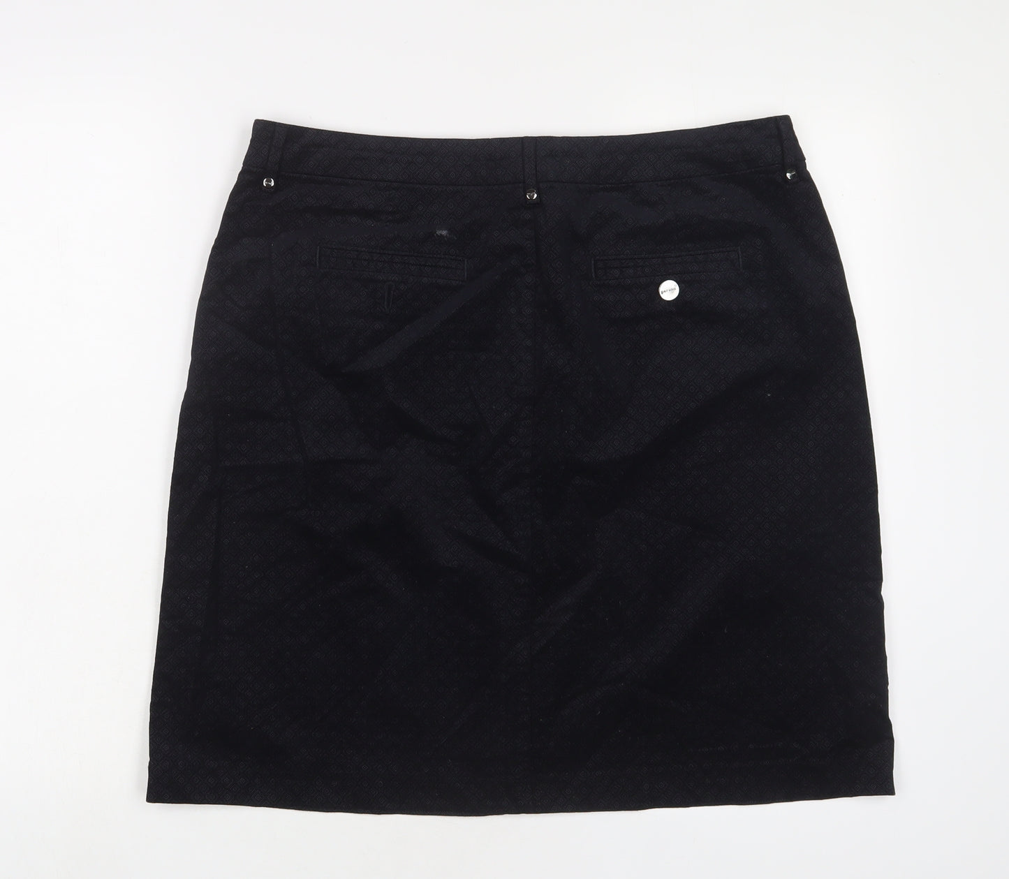 Per Una Womens Black Argyle/Diamond Cotton A-Line Skirt Size 16 Zip
