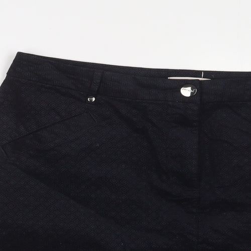Per Una Womens Black Argyle/Diamond Cotton A-Line Skirt Size 16 Zip
