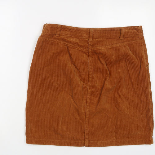 TU Womens Brown Cotton A-Line Skirt Size 14 Zip