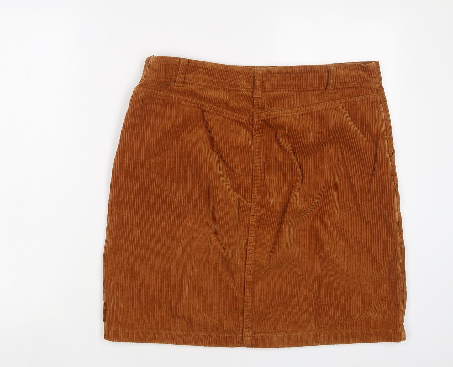TU Womens Brown Cotton A-Line Skirt Size 14 Zip