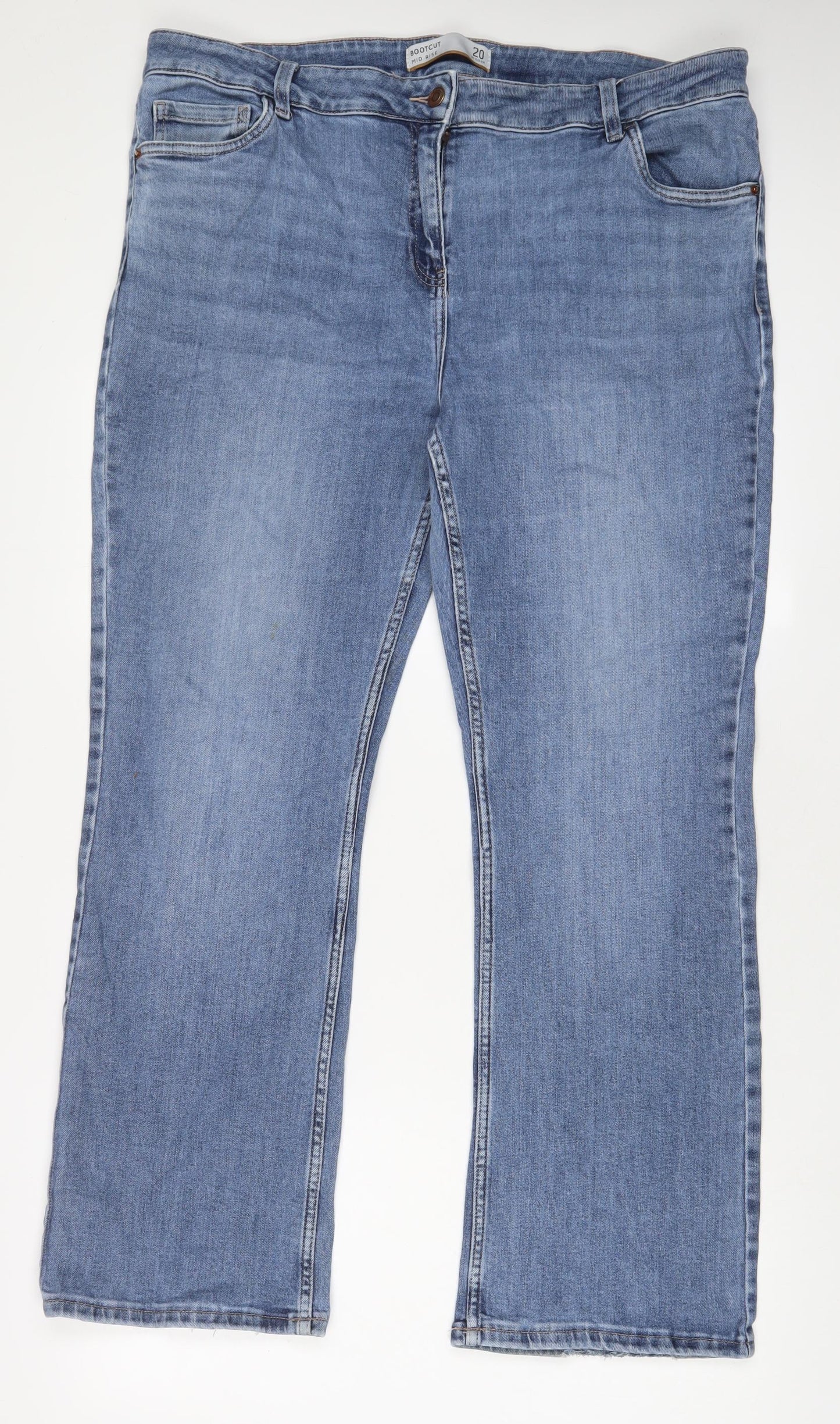 NEXT Womens Blue Cotton Bootcut Jeans Size 20 L30 in Regular Zip