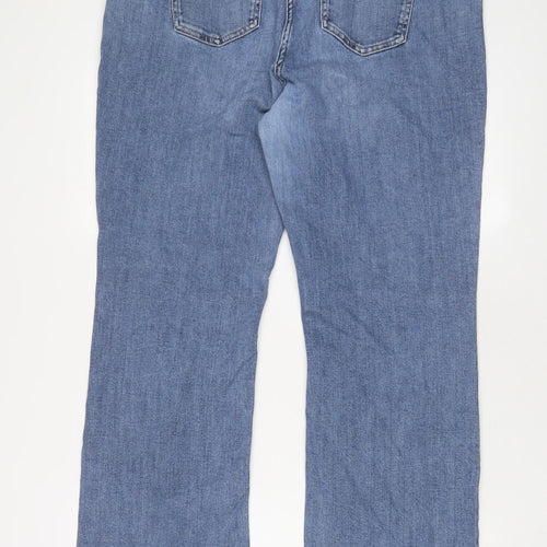 NEXT Womens Blue Cotton Bootcut Jeans Size 20 L30 in Regular Zip