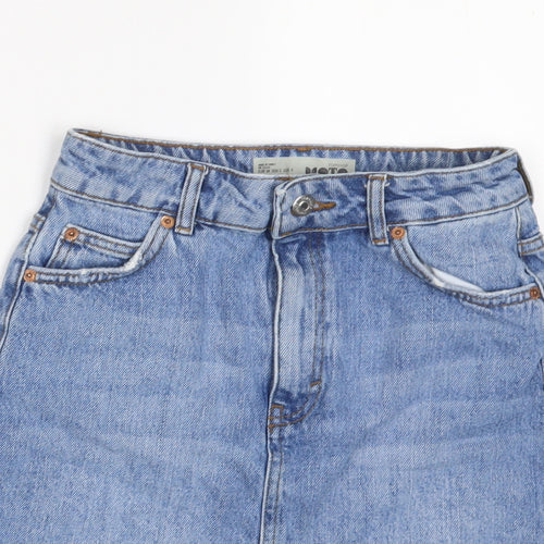 Topshop Womens Blue Cotton A-Line Skirt Size 6 Zip