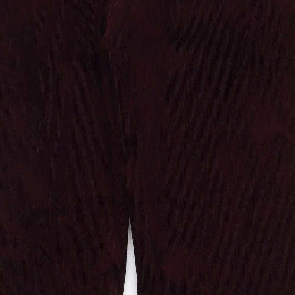 Marks and Spencer Mens Red Cotton Trousers Size 36 in L29 in Regular Zip - Short Leg