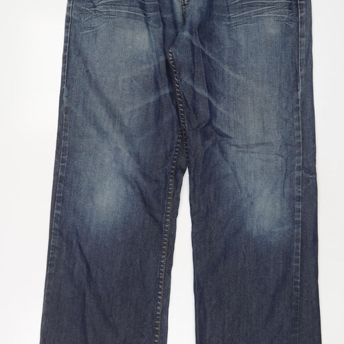 Cherokee Mens Blue Cotton Straight Jeans Size 34 in L30 in Regular Zip