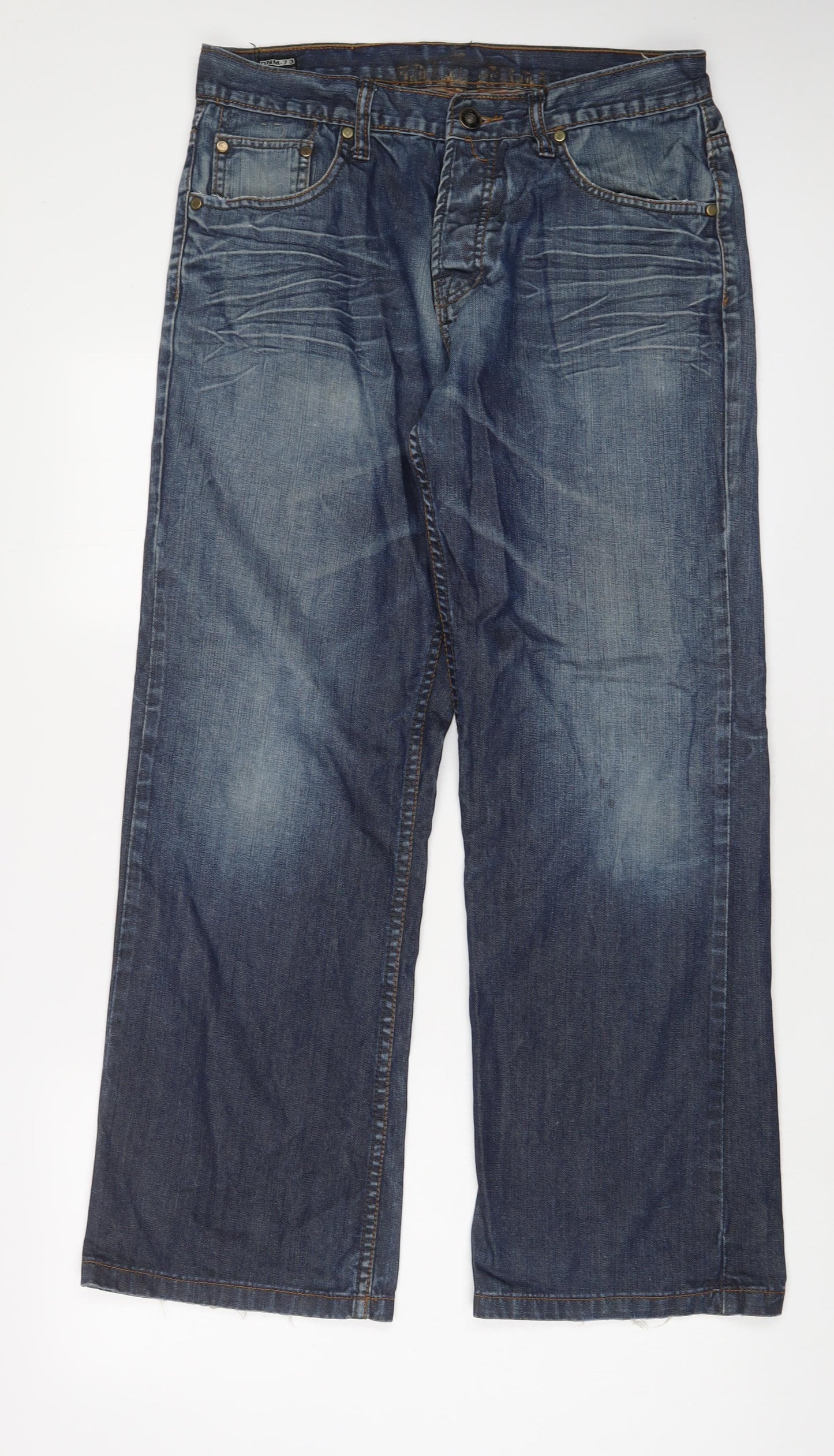 Cherokee Mens Blue Cotton Straight Jeans Size 34 in L30 in Regular Zip