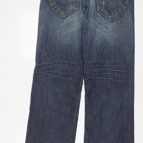 Cherokee Mens Blue Cotton Straight Jeans Size 34 in L30 in Regular Zip