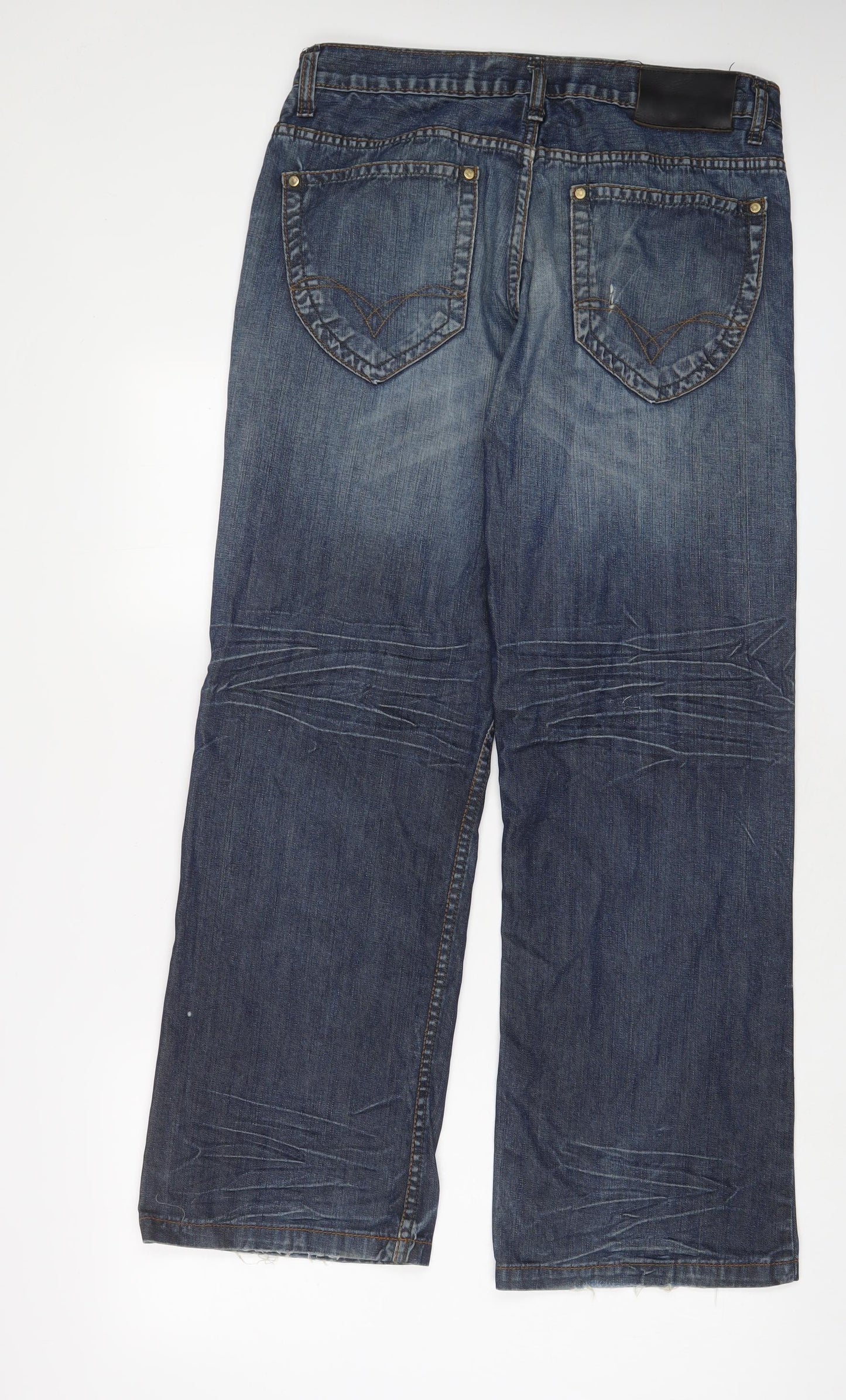 Cherokee Mens Blue Cotton Straight Jeans Size 34 in L30 in Regular Zip