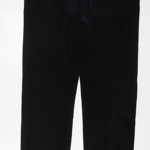 Jaeger Mens Black Cotton Trousers Size 36 in L30 in Regular Zip