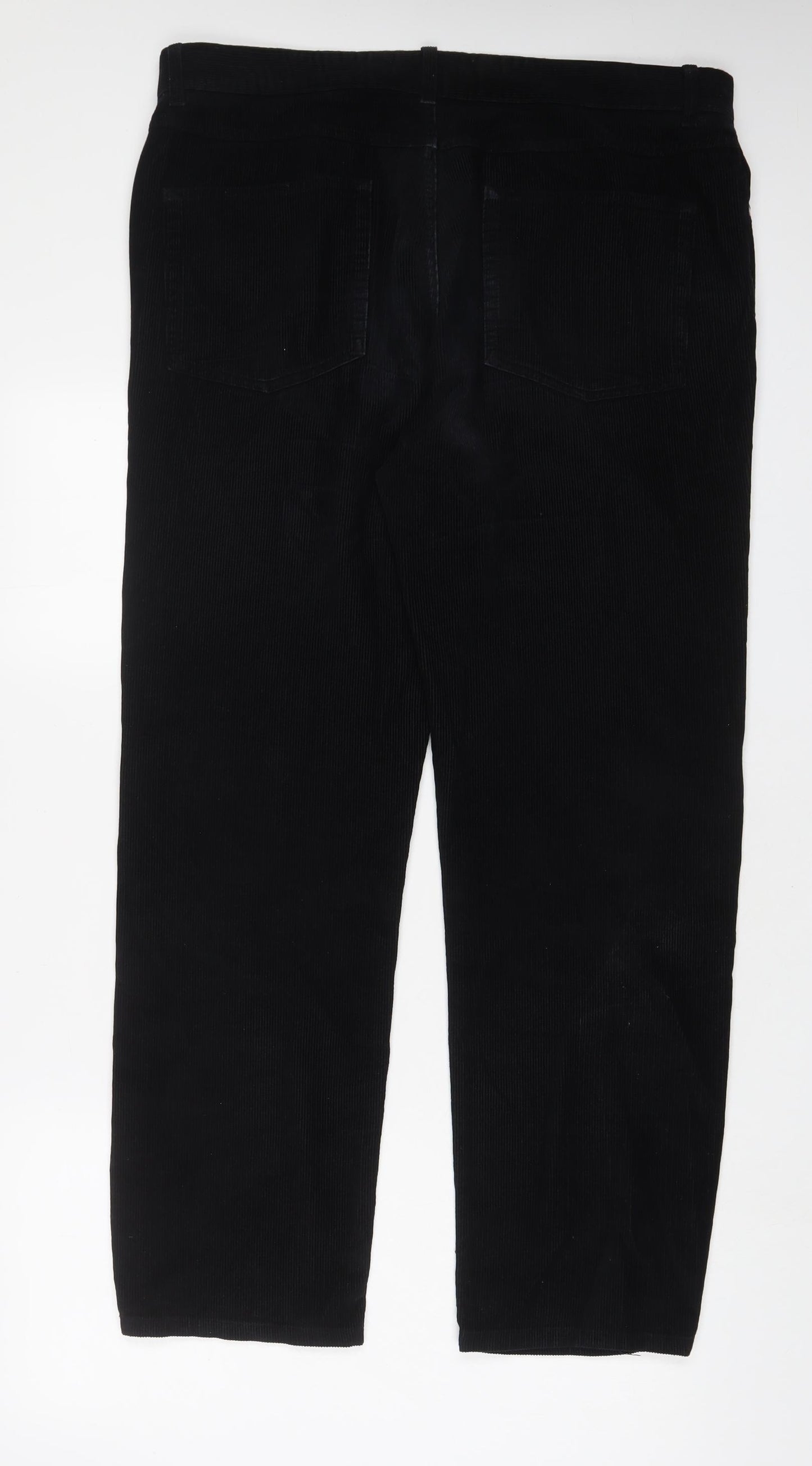 Jaeger Mens Black Cotton Trousers Size 36 in L30 in Regular Zip