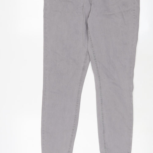 Denim & Co. Womens Grey Cotton Skinny Jeans Size 14 L28 in Regular Zip