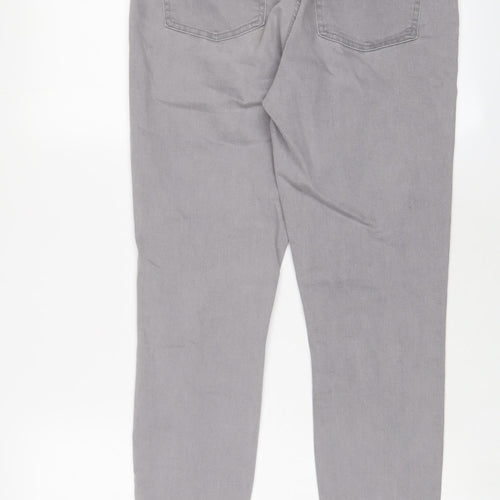 Denim & Co. Womens Grey Cotton Skinny Jeans Size 14 L28 in Regular Zip