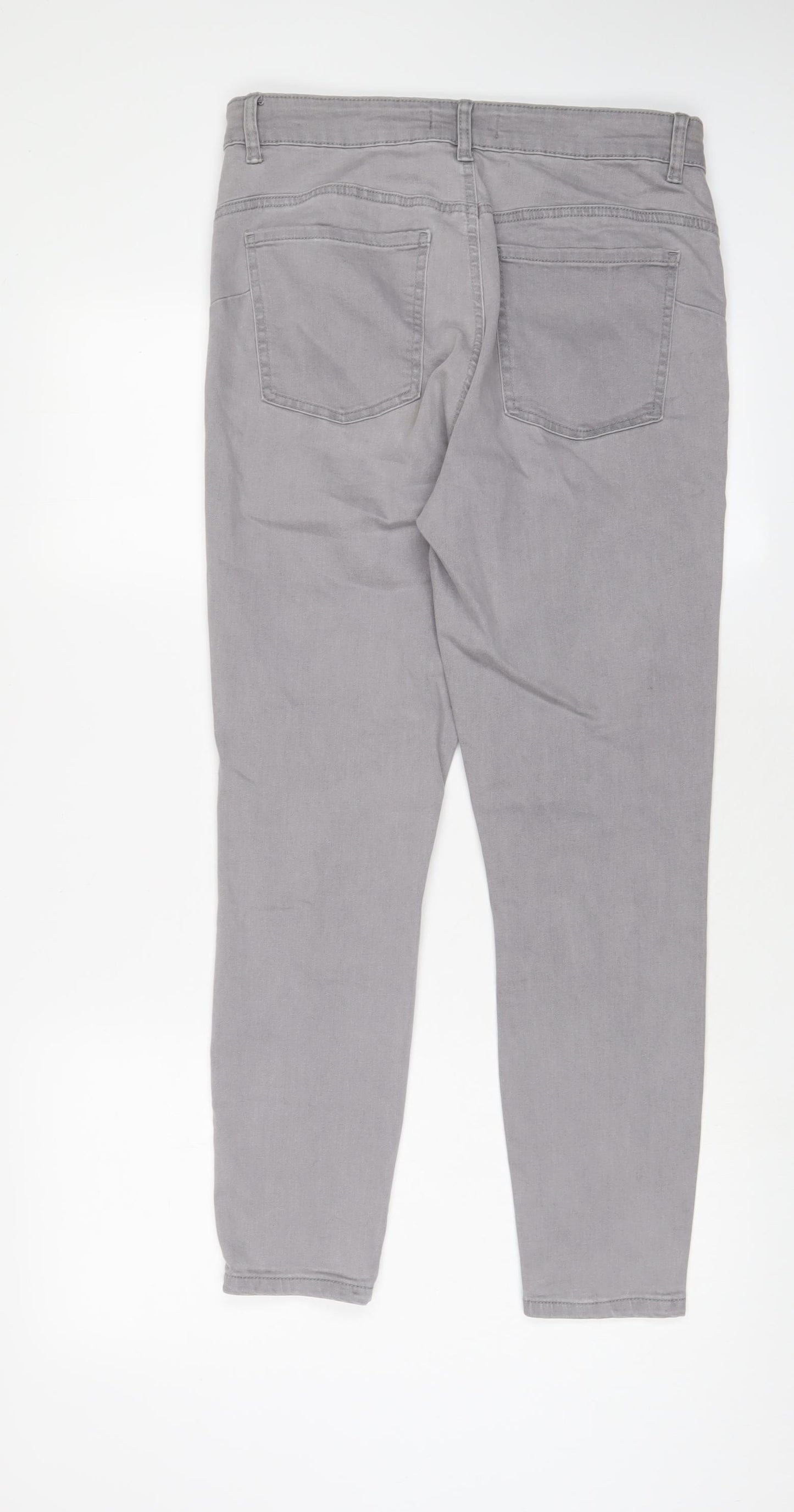 Denim & Co. Womens Grey Cotton Skinny Jeans Size 14 L28 in Regular Zip