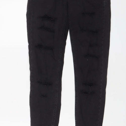 Bershka Womens Black Cotton Skinny Jeans Size 8 L28 in Regular Zip