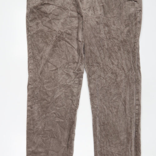 Marks and Spencer Mens Brown Cotton Trousers Size 38 in L33 in Regular Zip - Long Leg