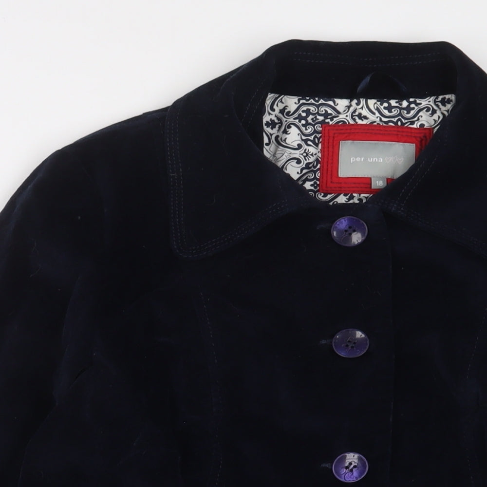 Per Una Womens Blue Jacket Size 18 Button