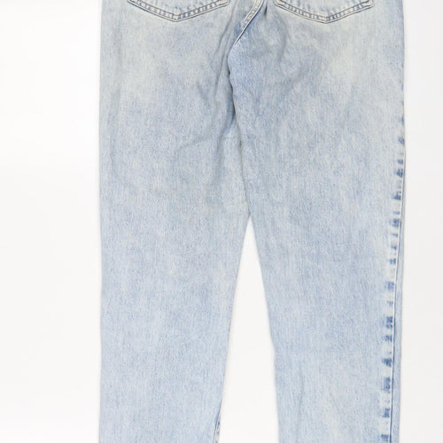 New Look Womens Blue Cotton Mom Jeans Size 8 L29 in Regular Zip
