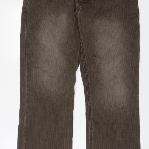 NEXT Mens Brown Cotton Trousers Size 26 in L30 in Regular Zip - Short Leg
