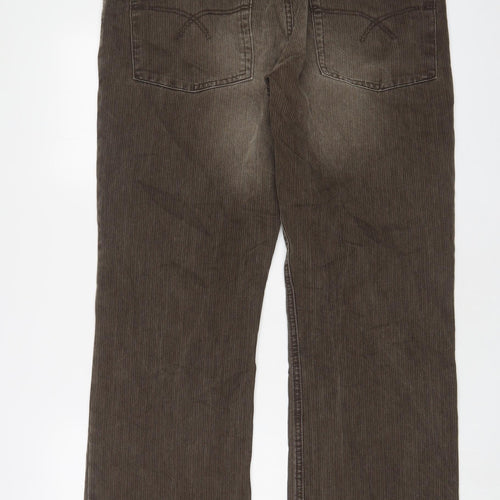 NEXT Mens Brown Cotton Trousers Size 26 in L30 in Regular Zip - Short Leg